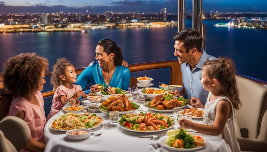 family enjoying buffet